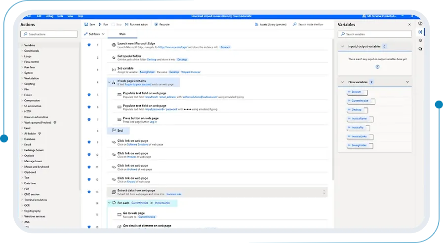 Microsoft power automate platform: Robotic process automation (RPA)